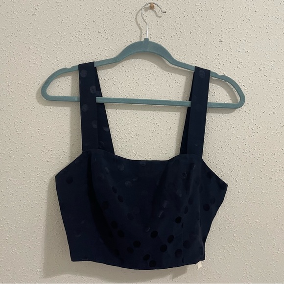 Lavender Brown Polka Dot Cropped Top - Navy Blue - Size L - NWT - Picture 8 of 12
